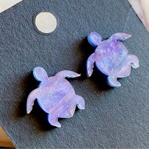 Turtle Stud Earrings Lightweight hypoallergenic Glitter Studs